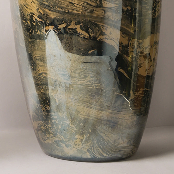 Marble Finsih Gold & Black Large Vase