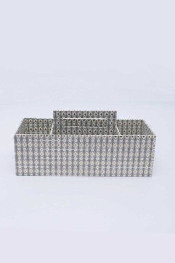 4 Section Desk Organizer / Grey - Recycled Cotton Paper / 14 X 4.75 X 4.5 Inches (L X W X H) / Moq - 2 Pcs