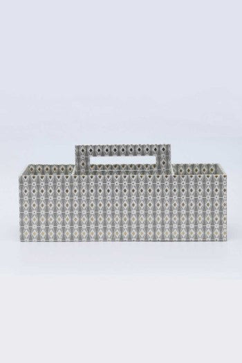 4 Section Desk Organizer / Grey - Recycled Cotton Paper / 14 X 4.75 X 4.5 Inches (L X W X H) / Moq - 2 Pcs