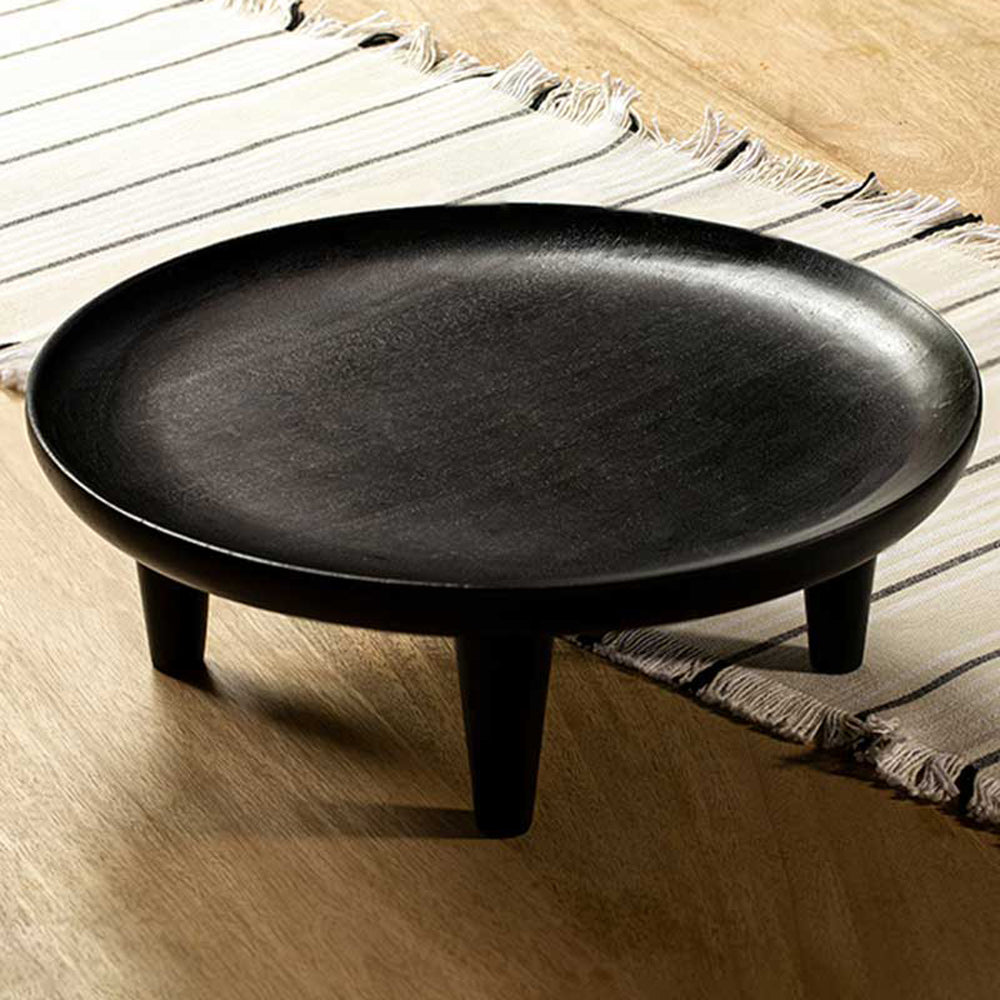 Midnight Wooden Platter Black 13 X 13 X 4.25 Inches