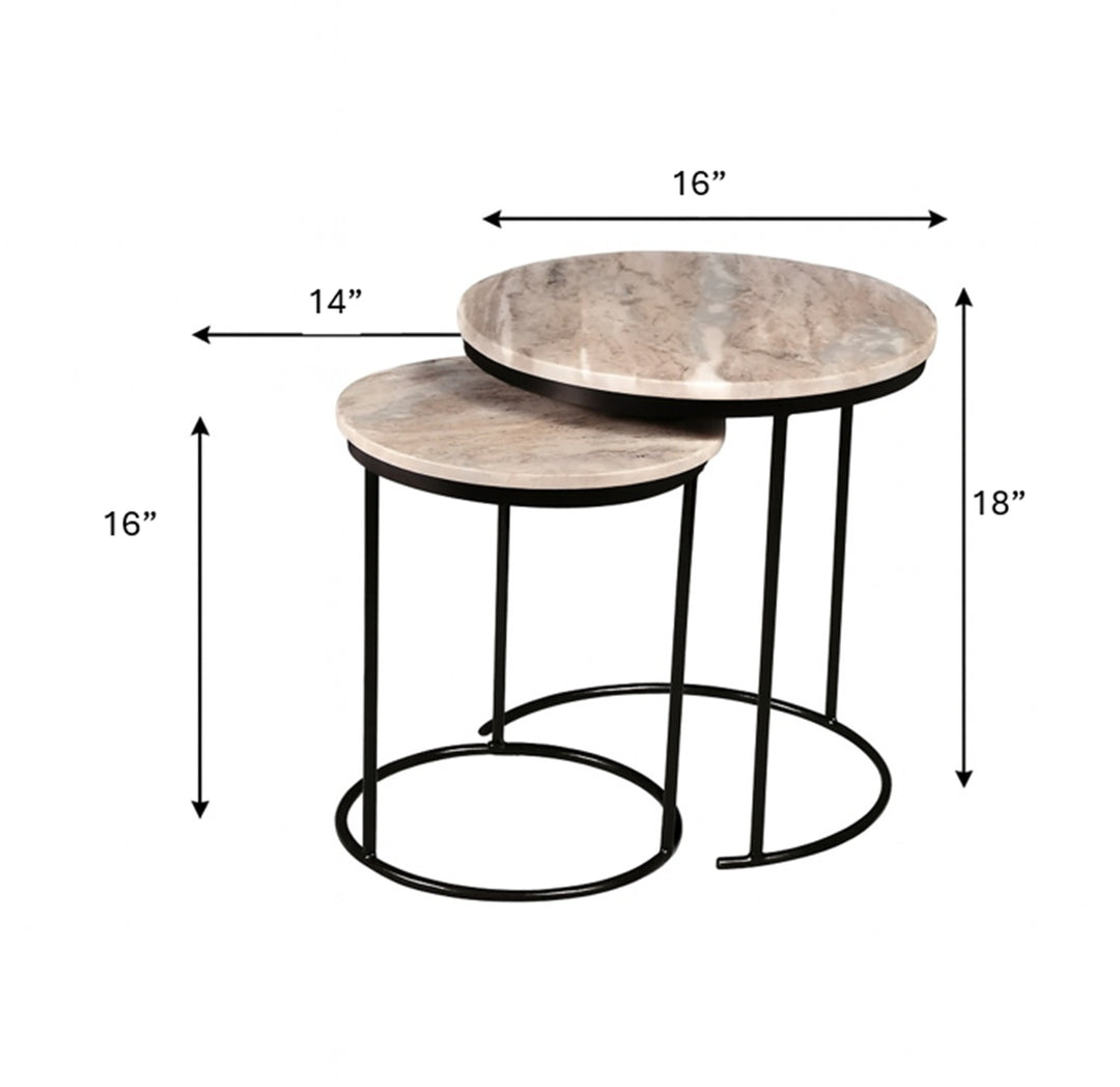 Marble Nesting Table Set Of 2 With Metal Frame