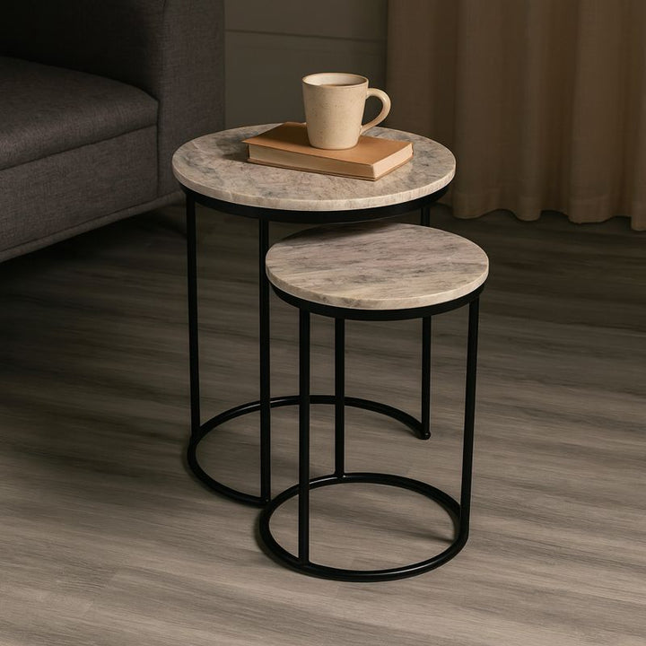 Marble Nesting Table Set Of 2 With Metal Frame