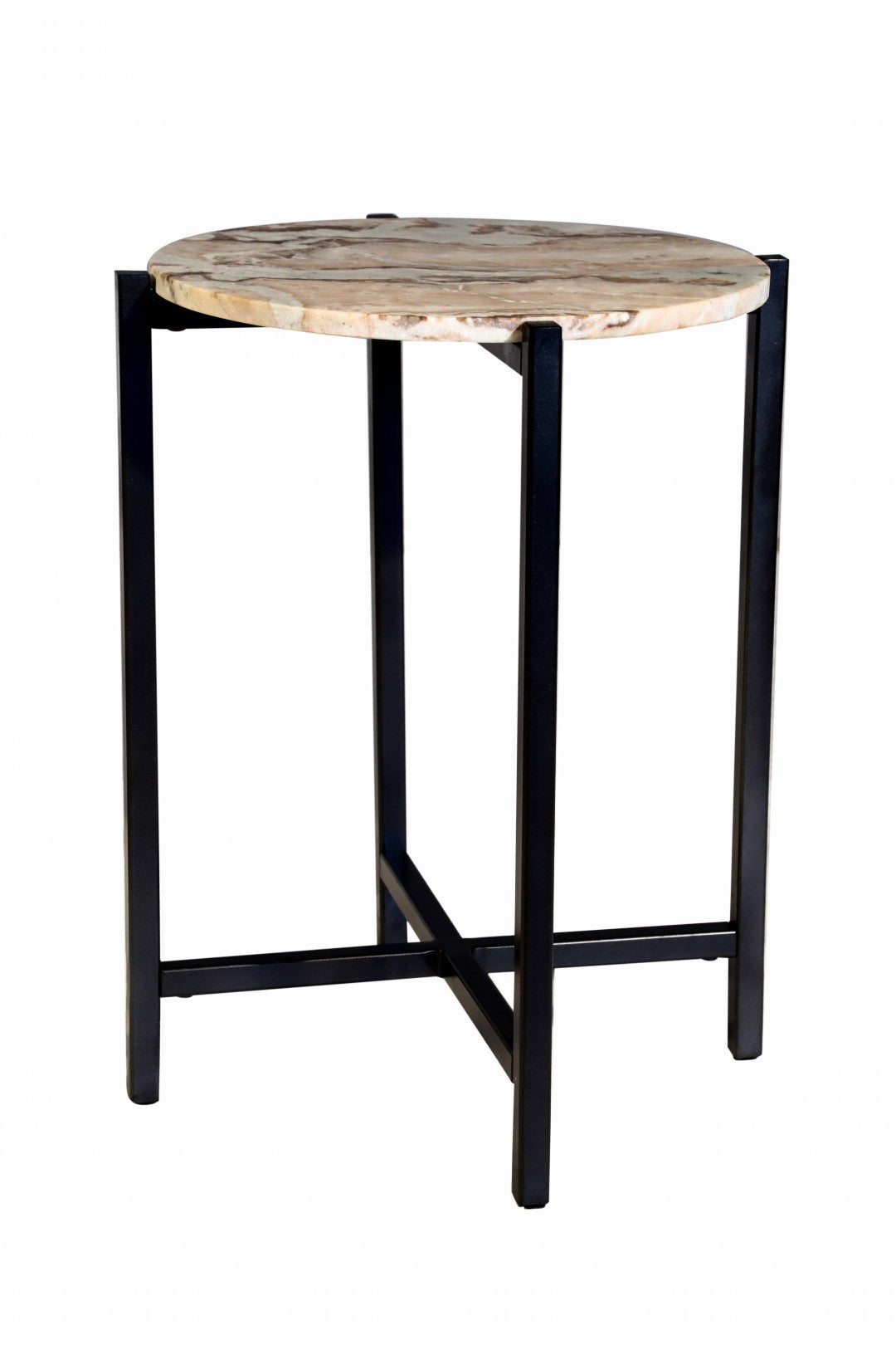 Marble Side Table For Living Room With Metal Frame | 21 Inch Height
