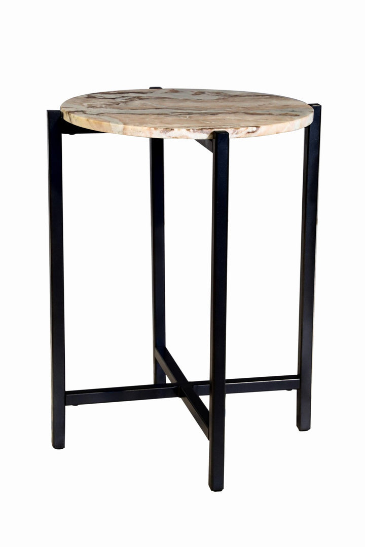 Marble Side Table For Living Room With Metal Frame | 21 Inch Height