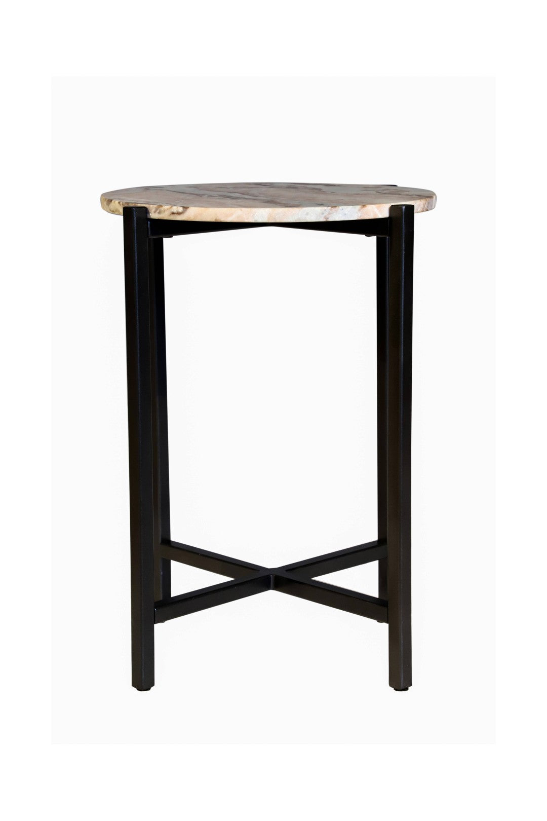 Marble Side Table For Living Room With Metal Frame | 21 Inch Height