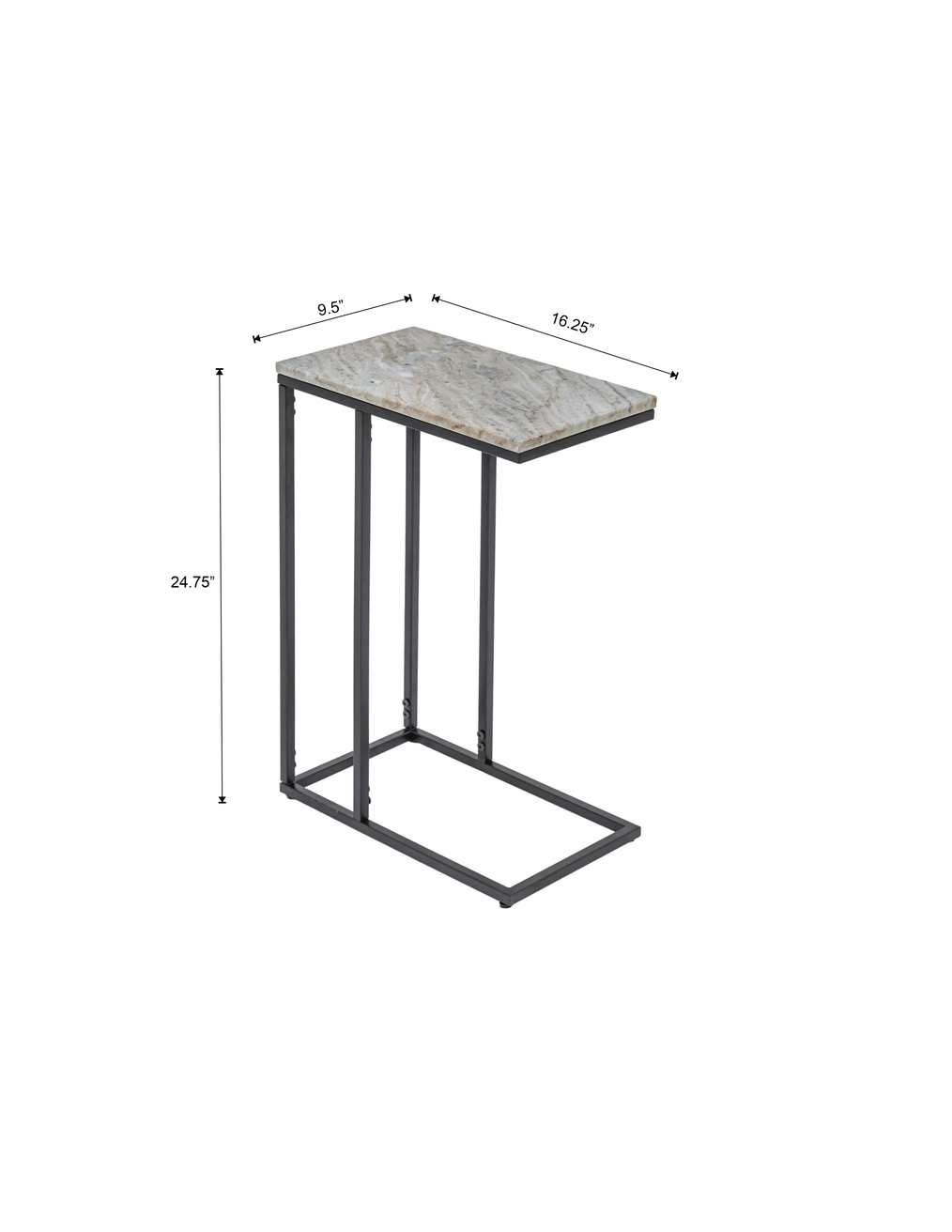 Modern C-Shape Marble Top Side Table | Luxury End Table for Living Room & Bedroom Decor