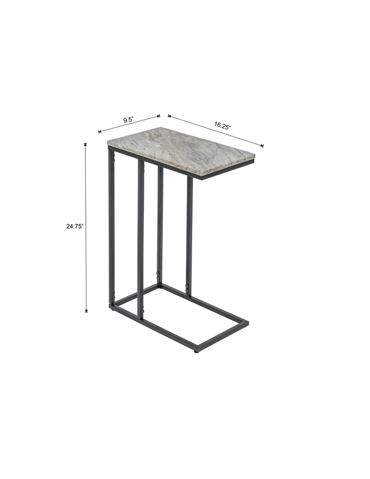 Modern C-Shape Marble Top Side Table | Luxury End Table for Living Room & Bedroom Decor