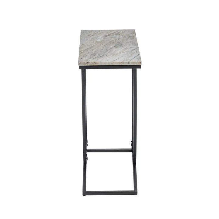 Modern C-Shape Marble Top Side Table | Luxury End Table for Living Room & Bedroom Decor