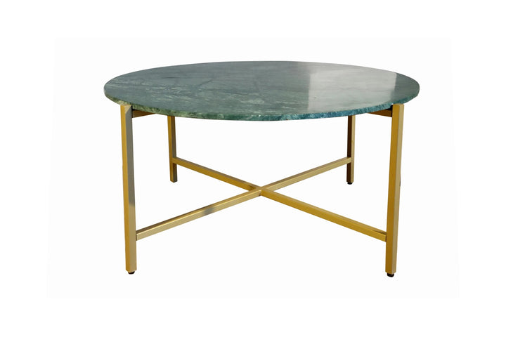 Green Marble Coffee Table with Golden Metal Frame