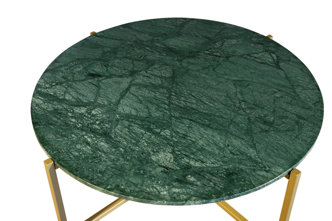 Green Marble Coffee Table with Golden Metal Frame