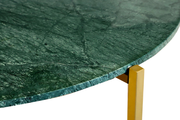 Green Marble Coffee Table with Golden Metal Frame