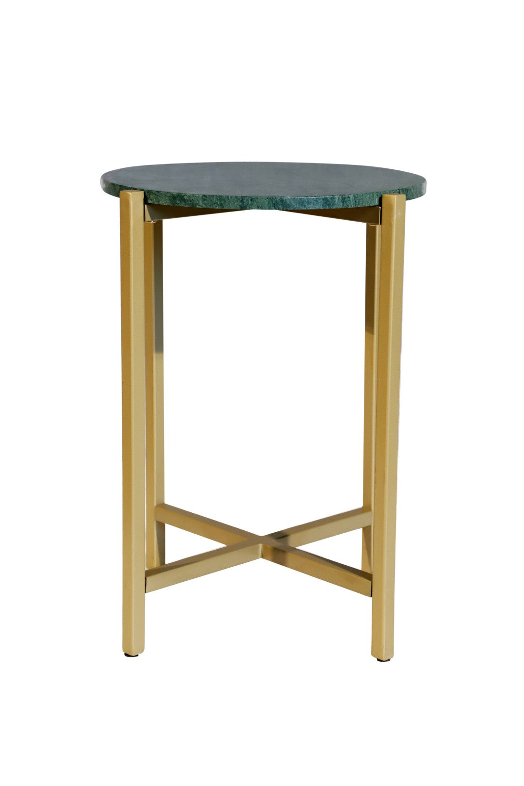 Green Marble Side Table For Living Room With Metal Frame | 21 Inch Height