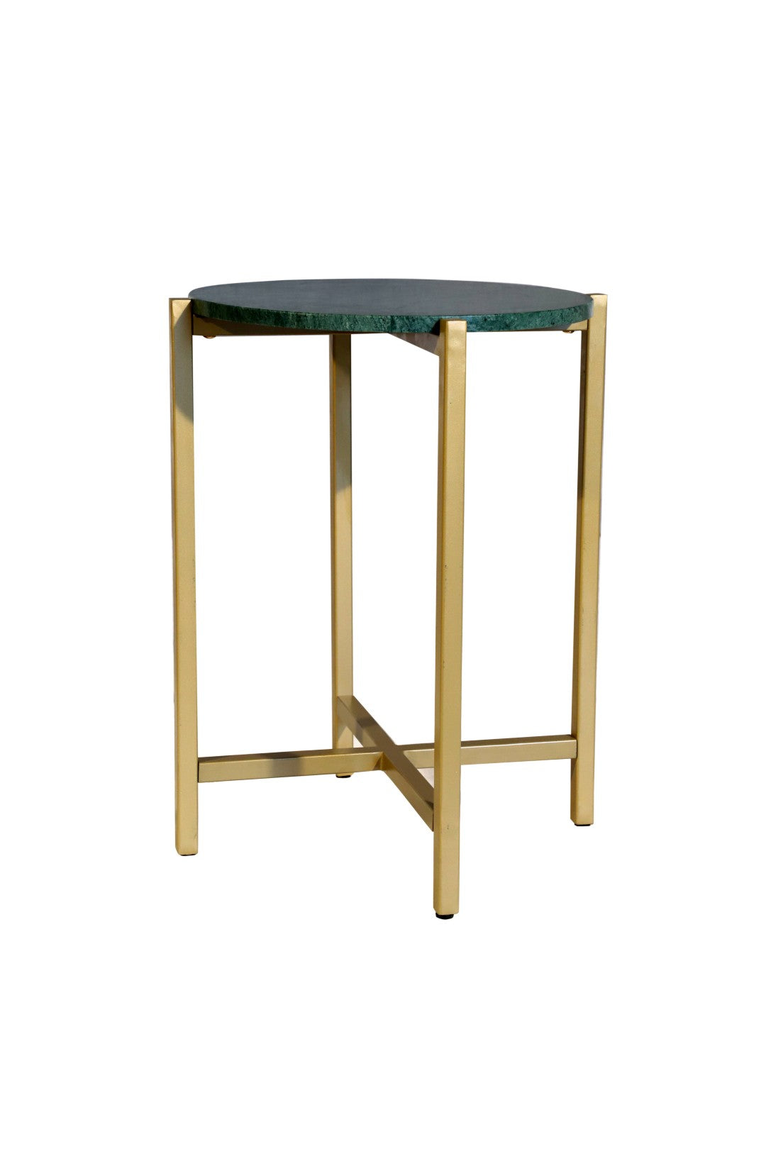 Green Marble Side Table For Living Room With Metal Frame | 21 Inch Height