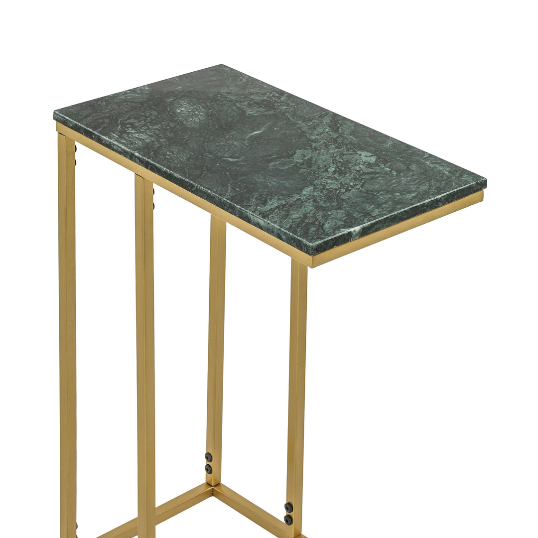 Modern C-Shape Marble Top Side Table | Luxury End Table for Living Room & Bedroom Decor