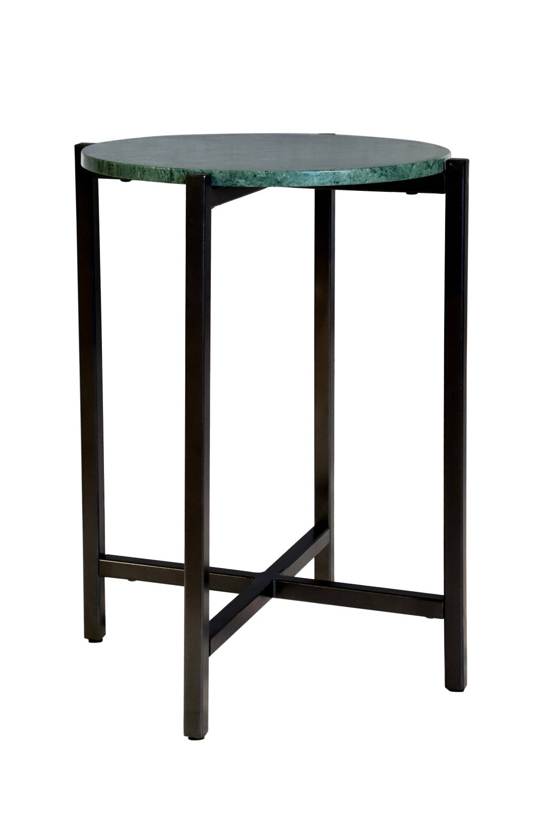 Green Marble Side Table For Living Room With Metal Frame | 21 Inch Height