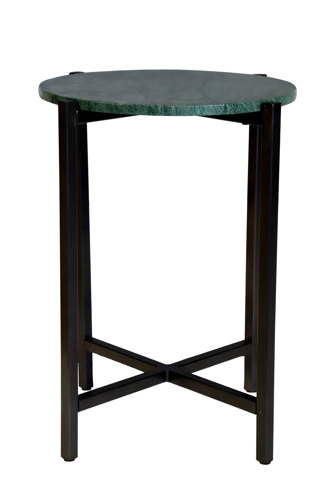Green Marble Side Table For Living Room With Metal Frame | 21 Inch Height