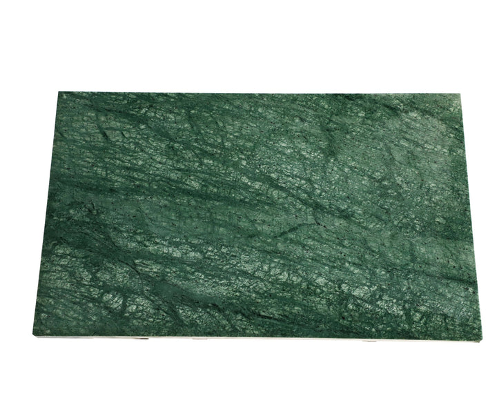 Green Marble C Table with Grey Metal Frame, 24 Inch