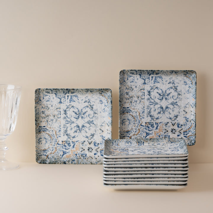 Square Platter With Foot | Pack of 12 | Porcelain,  6.29"