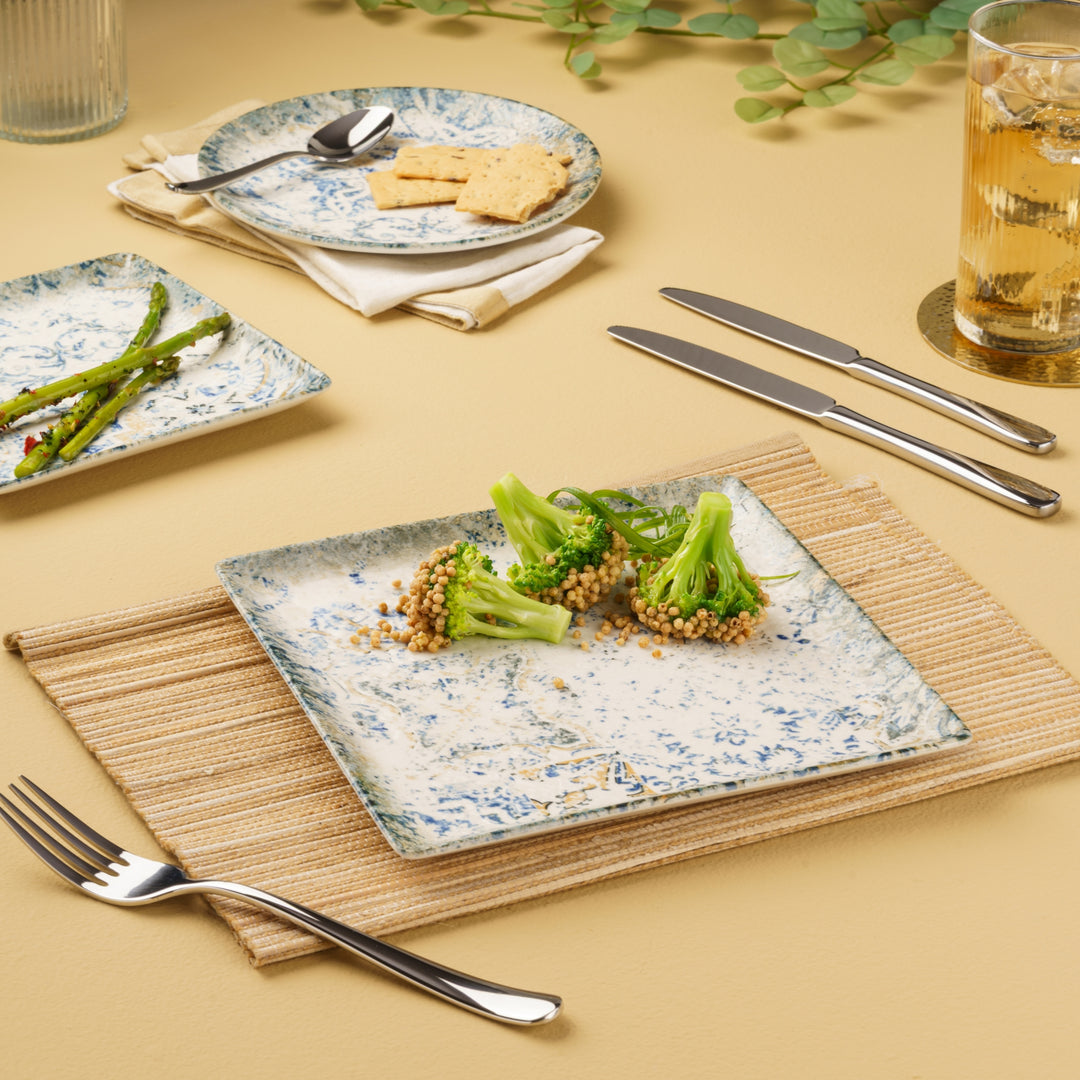 Square Platter With Foot | Porcelain, Palma | Pack of  6