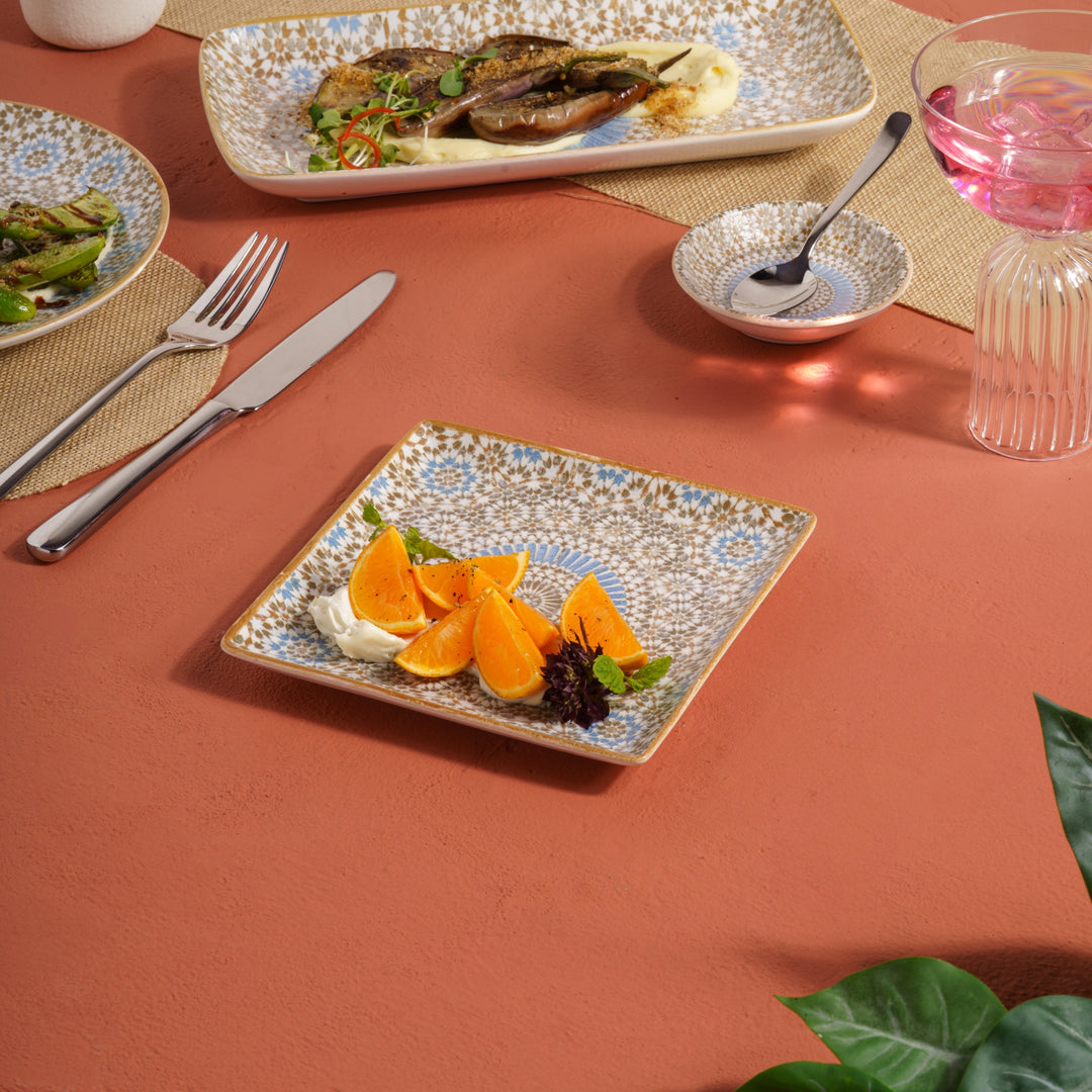 Square Platter With Foot | Porcelain, 6.2" | Pack of 12