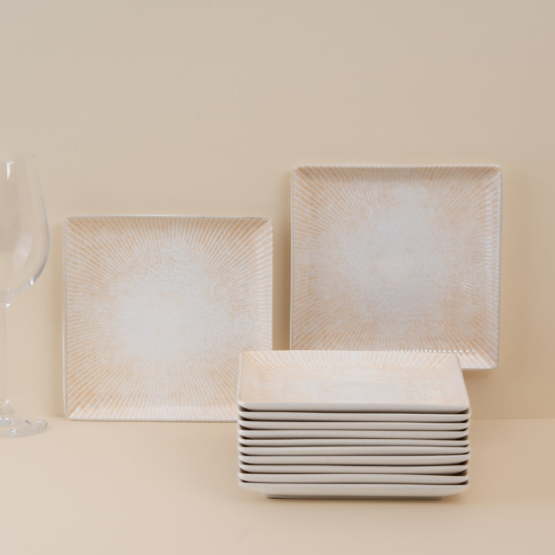 Square Platter With Foot | Pack of 12 | Porcelain