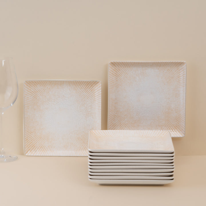 Square Platter With Foot | Pack of 12 | Porcelain