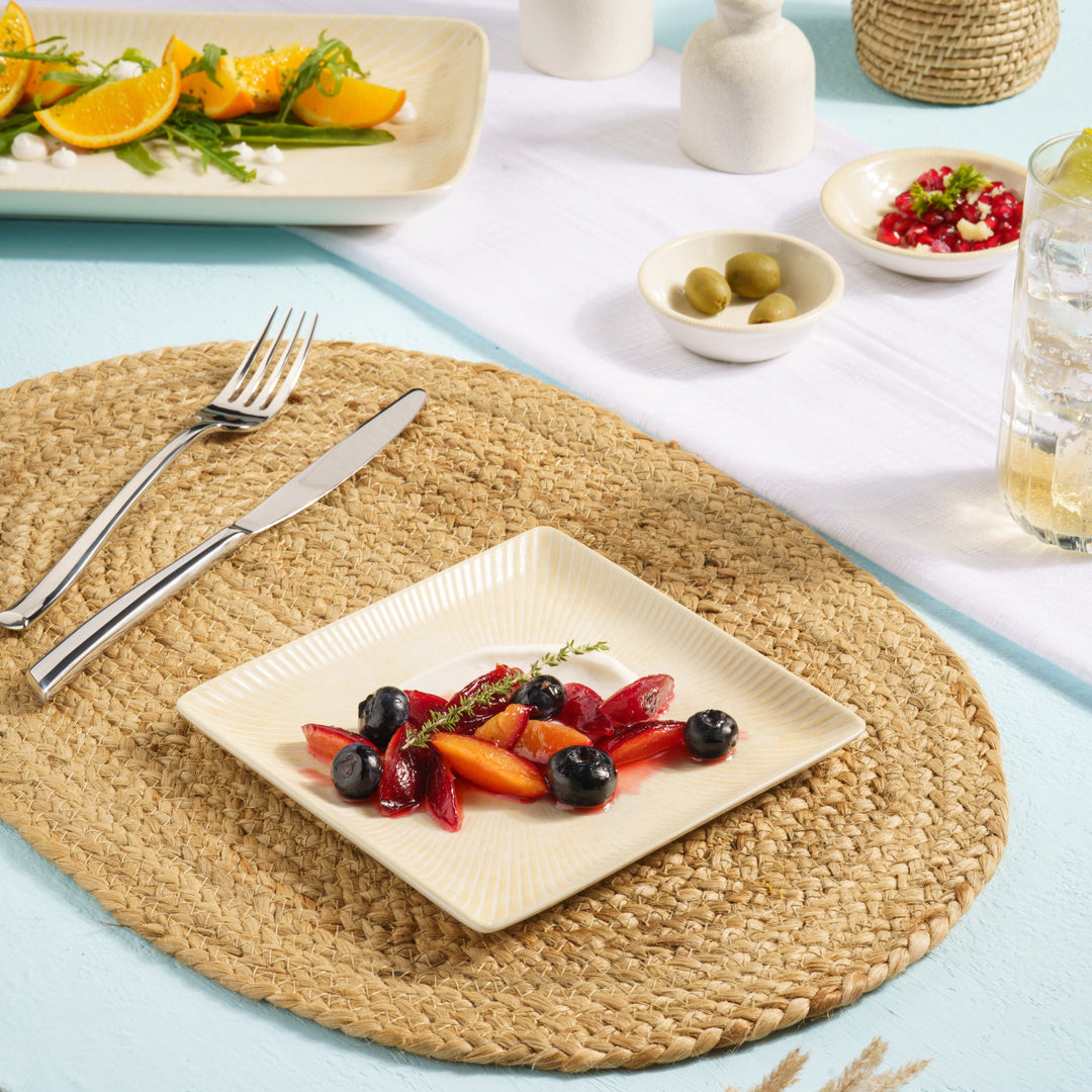 Square Platter With Foot | Pack of 12 | Porcelain