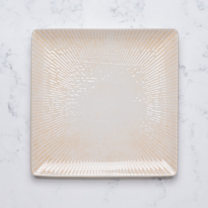 Modern Porcelain Square Platter with Foot | Set of 6