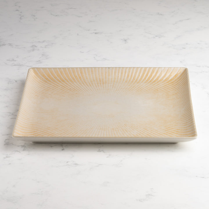 Modern Porcelain Square Platter with Foot | Set of 6