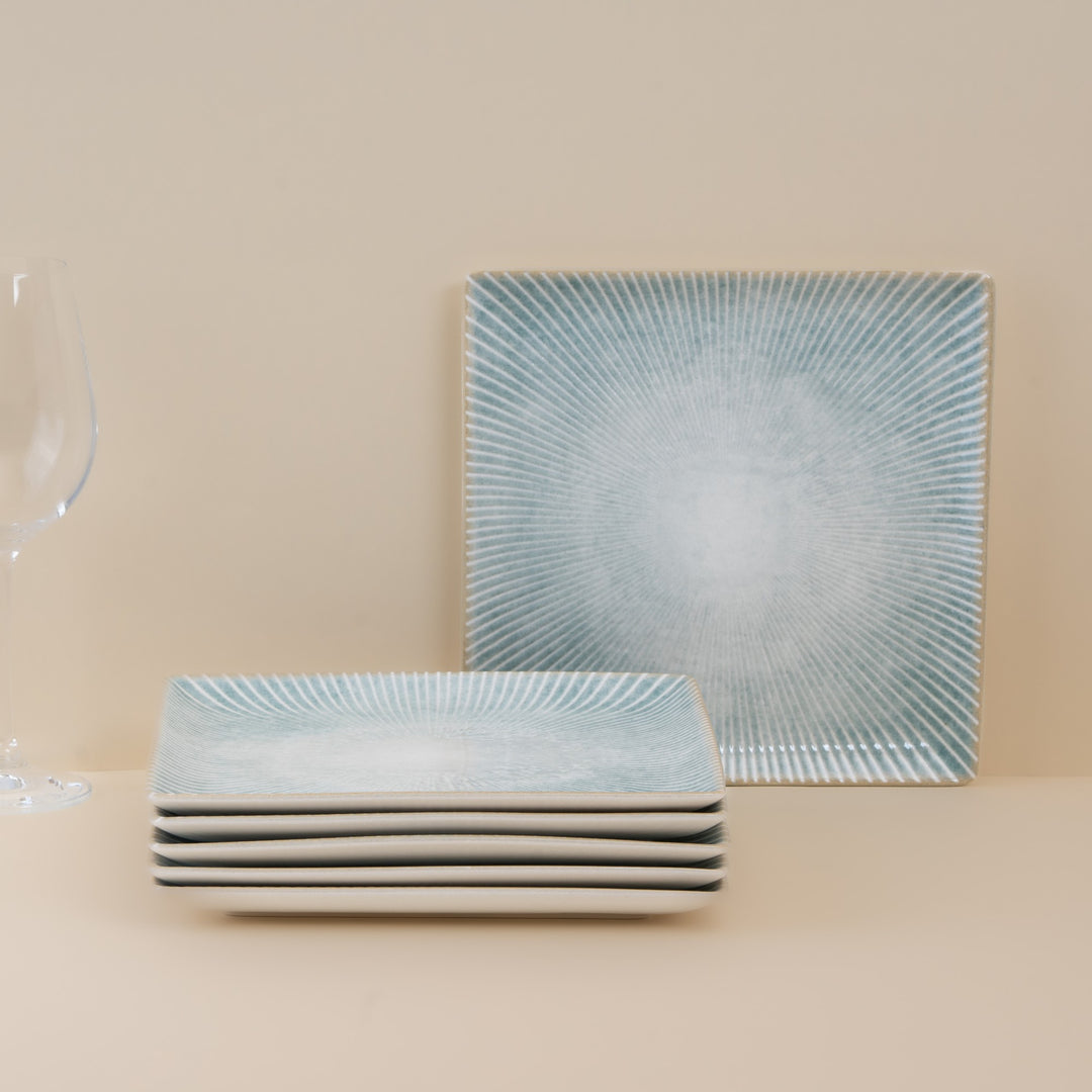 Square Platters with Foot |  Porcelain | Pack of  6