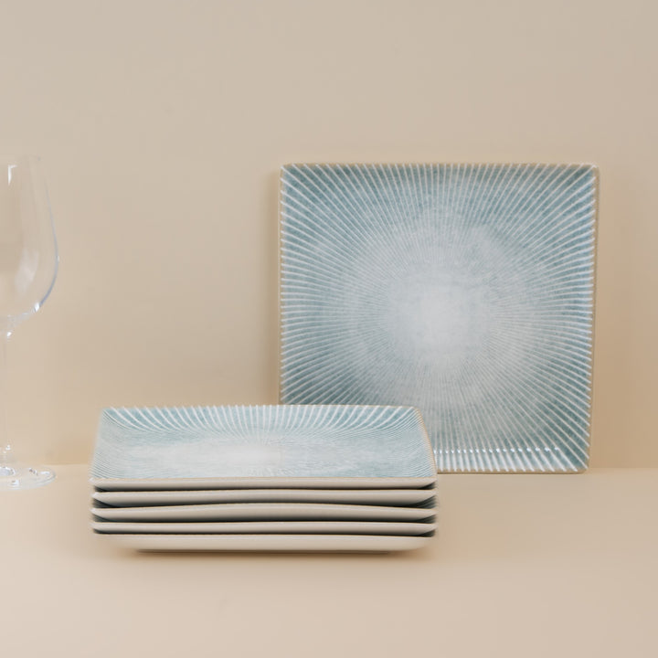 Square Platters with Foot |  Porcelain | Pack of  6