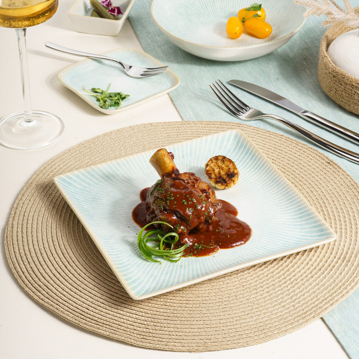 Square Platters with Foot |  Porcelain | Pack of  6
