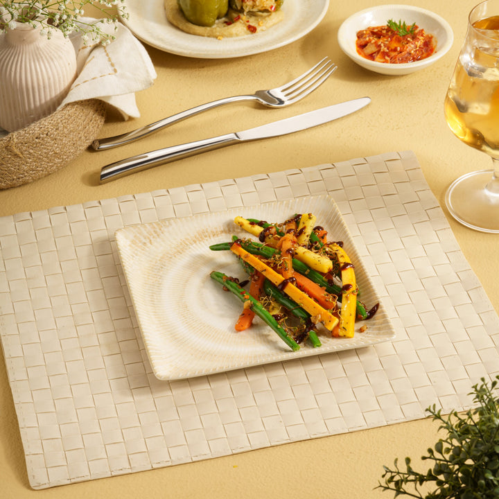 Premium Square Platter with Foot | Porcelain | 6.2" | Set of 12