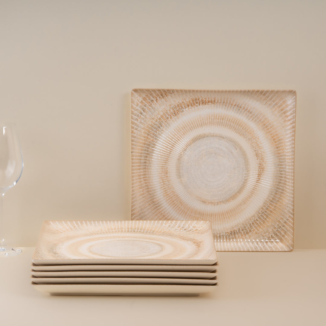 Premium Square Platter with Foot | Porcelain | Set of 6
