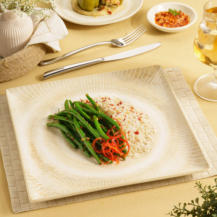 Premium Square Platter with Foot | Porcelain | Set of 6