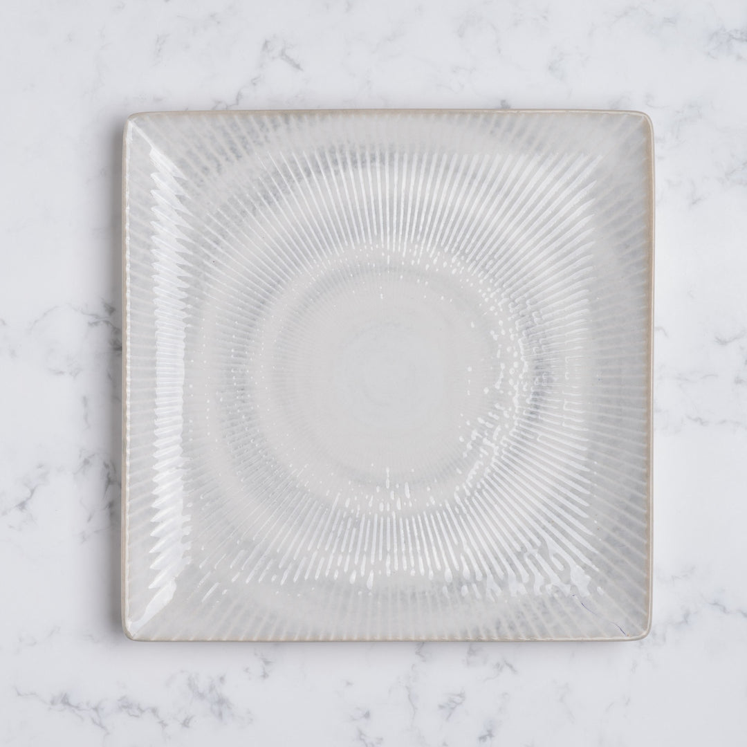 Square Platter With Foot | Porcelain, Set of 6
