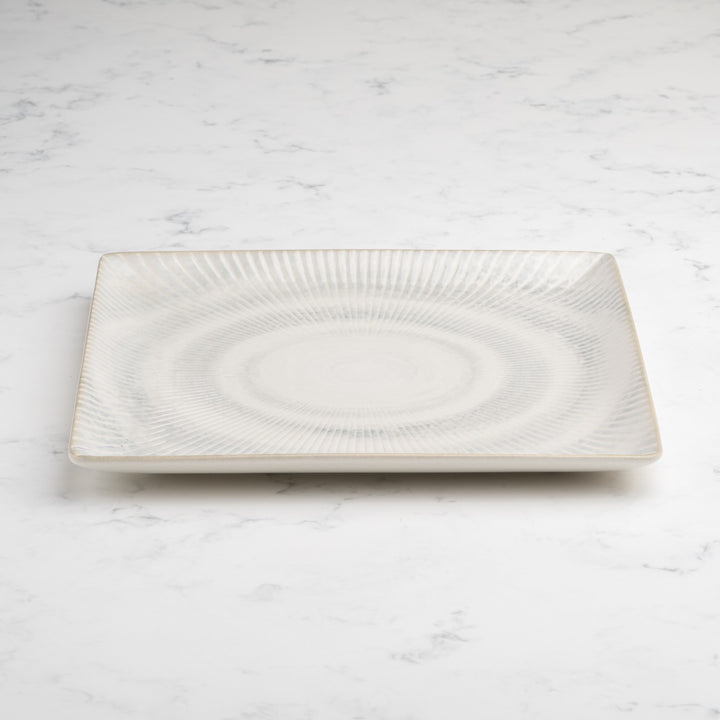 Square Platter With Foot | Porcelain, Set of 6
