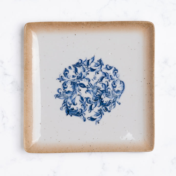 Square Platter With Foot | 6.2"| Porcelain, Pack of 6