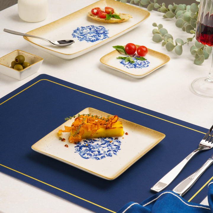 Square Platter With Foot | 6.2"| Porcelain, Pack of 6