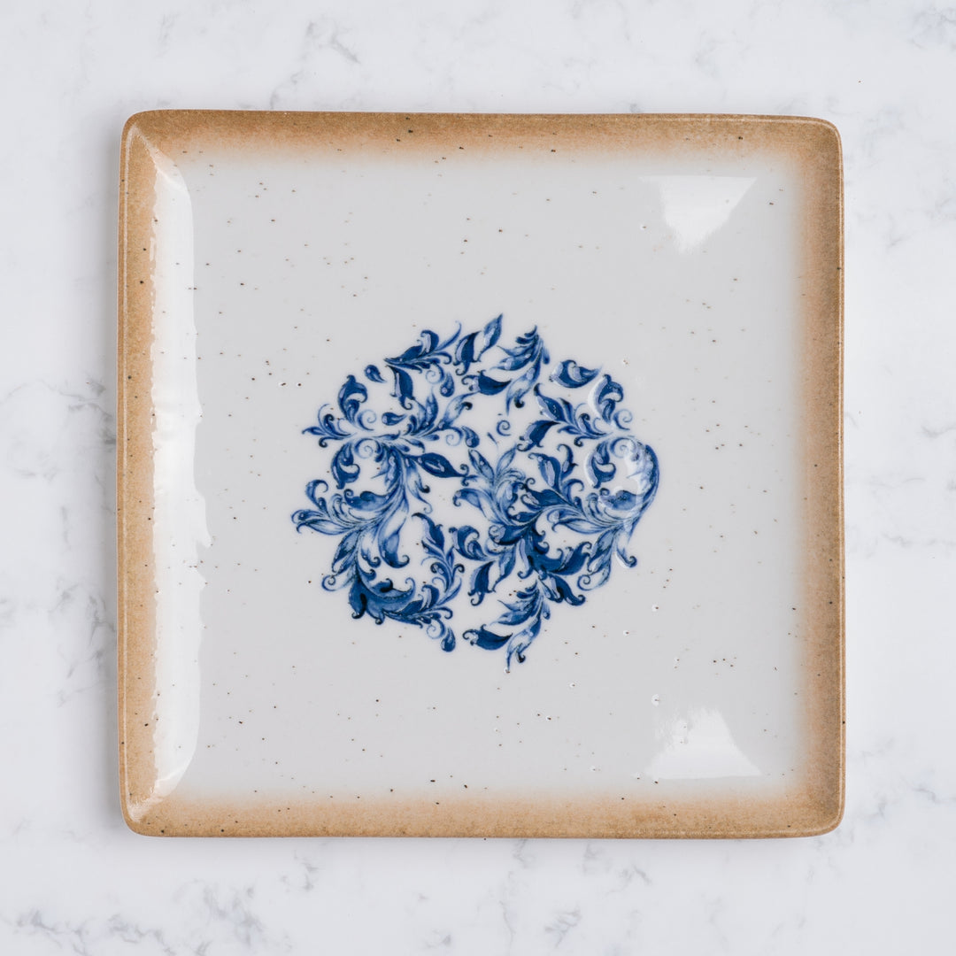 Square Platter With Foot | 8.2"| Porcelain, Set of 12
