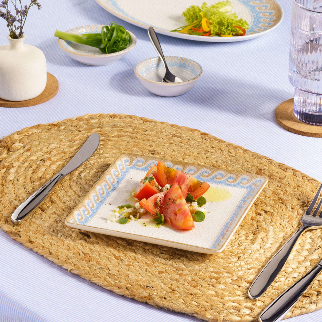 Square Platter With Foot | 6.2" , Porcelain | Pack of 12