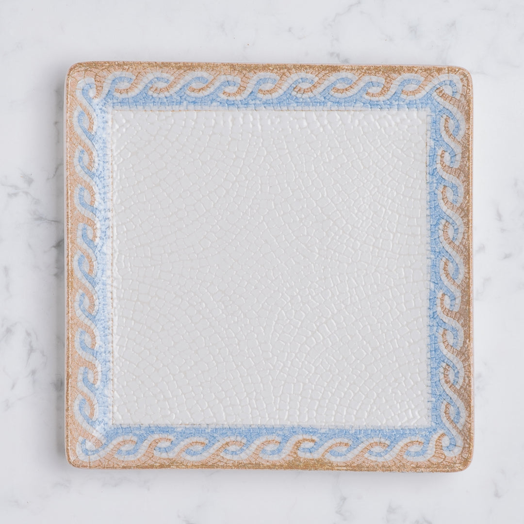 Square Platter With Foot |  Porcelain | Set of 6