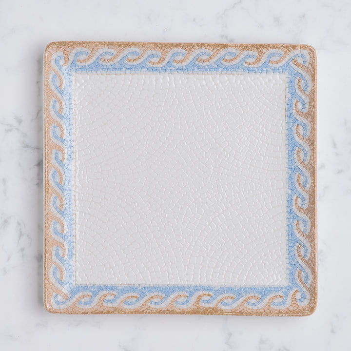 Square Platter With Foot |  Porcelain | Set of 6