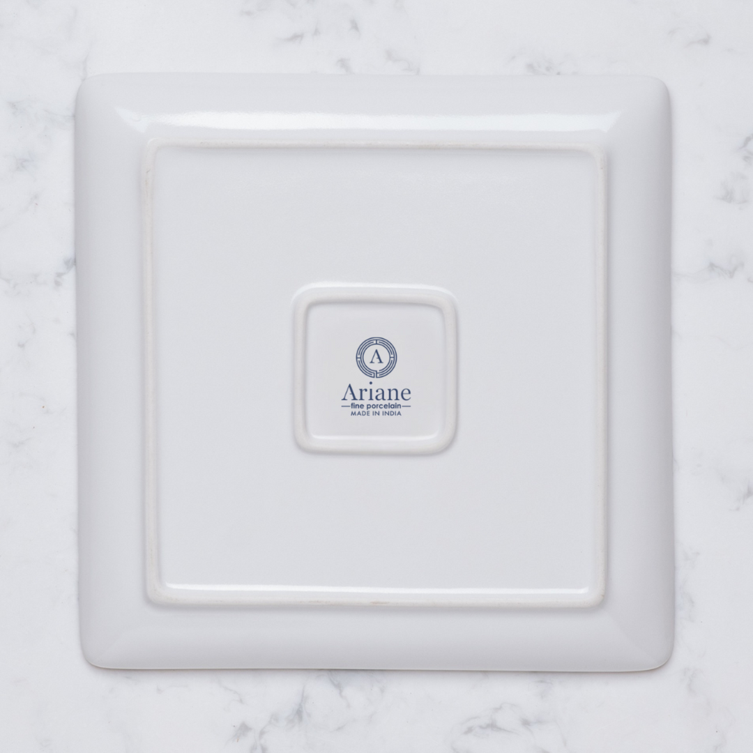 Square Platter With Foot |  Porcelain | Set of 6