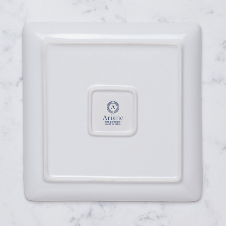Square Platter With Foot |  Porcelain | Set of 6