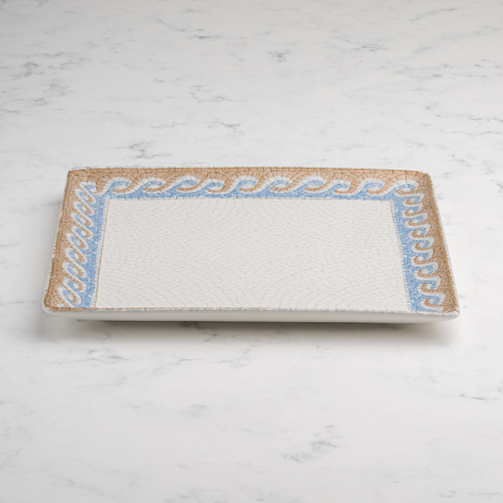 Square Platter With Foot |  Porcelain | Set of 6