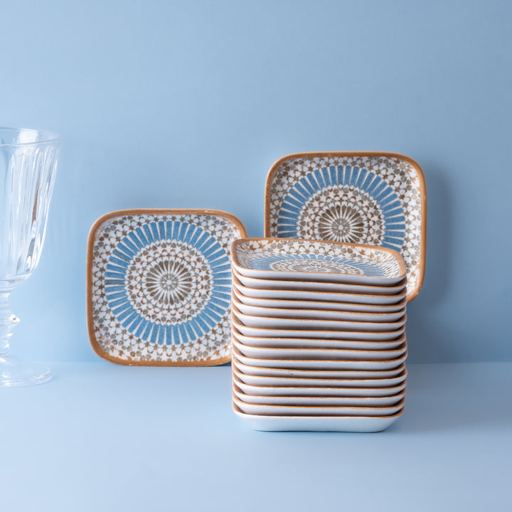 Porcelain Square Plate | Tangier, Set of 18