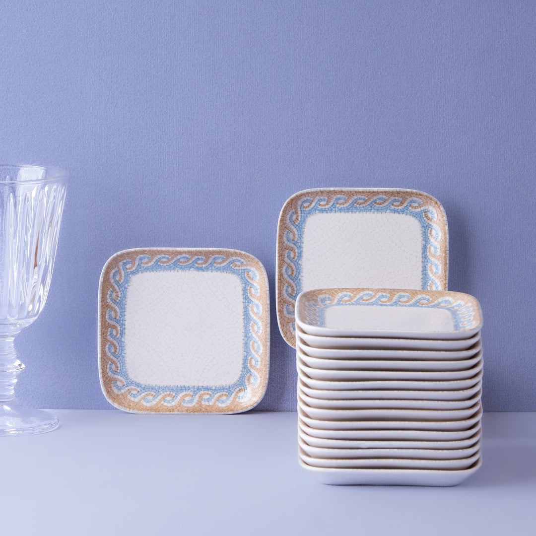 Porcelain Square Plate | Athena, Set of 18