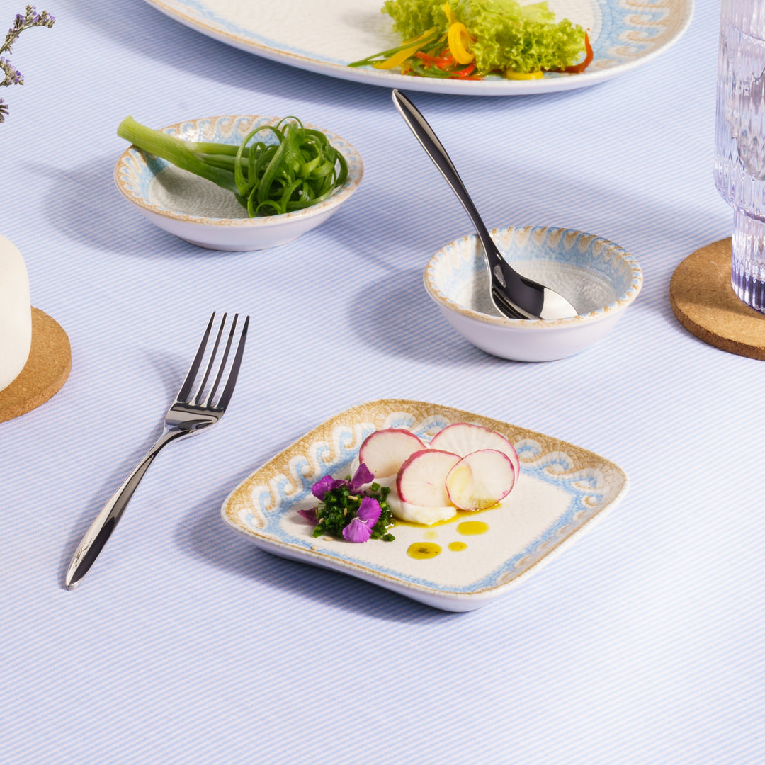 Porcelain Square Plate | Athena, Set of 18