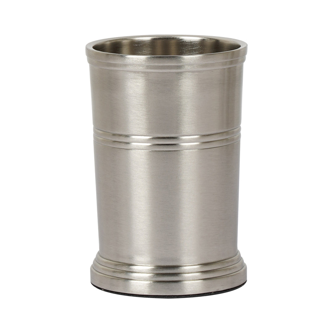 Stainless Steel Bathroom Tumbler Cup | Decorative Rinse Cup,Drinking Glass,Toothbrush & Makeup Brush Holder for Vanity Countertops,Sink & Desk | Brushed Pewter